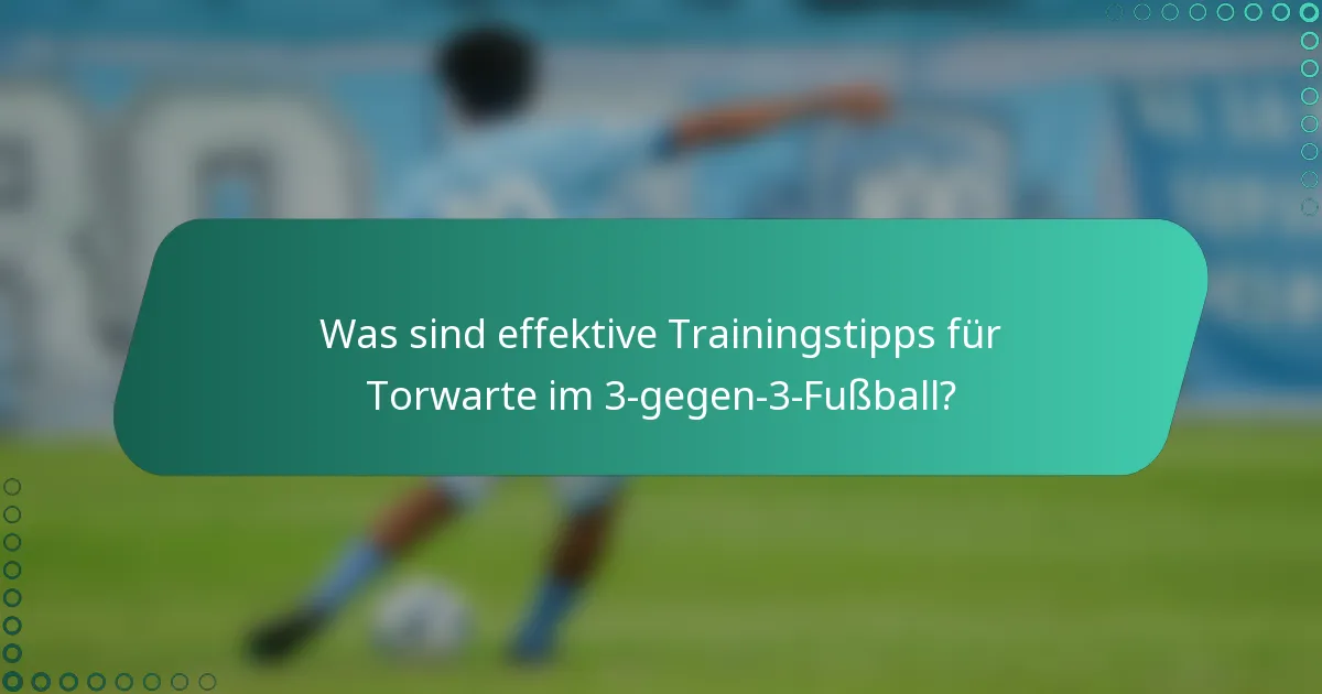 Was sind effektive Trainingstipps für Torwarte im 3-gegen-3-Fußball?